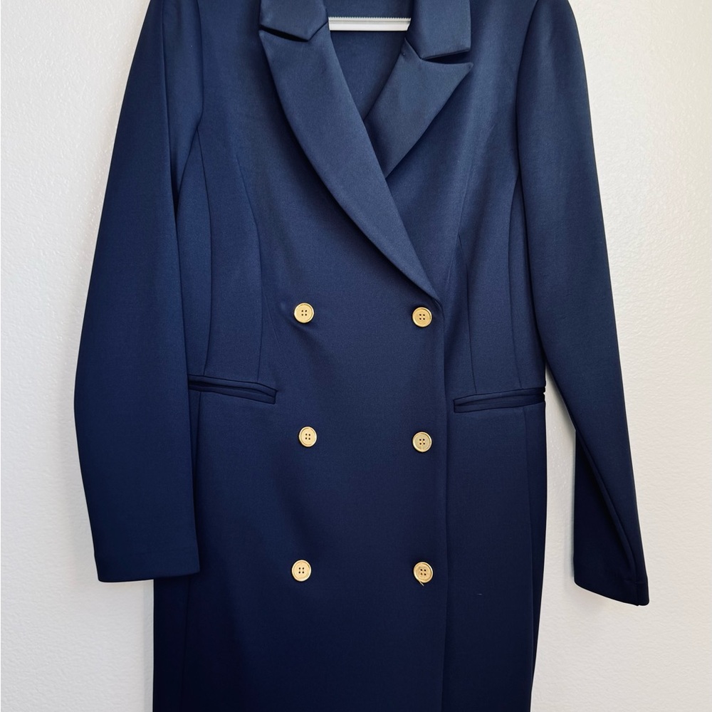 Elegant business Navy Double-Breasted Jacket or Dress with Gold Buttons
